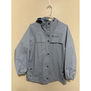 Columbia Sportswear Womens Hooded Full Zip Rain Coat Jacket Cornflower Blue Sm